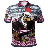 Australia Sea Eagles Polo Shirt - Custom Eagles Mascot Knitted Christmas Patterns Polo Shirt