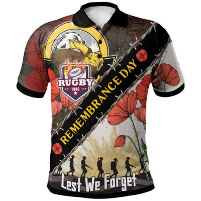 Australia Sea Eagles Polo Shirt - Custom Australia Sea Eagles Remembrance Day Lest We Forget Poppies Polo Shirt