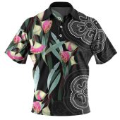 Australia Aboriginal Polo Shirt - Seamless Pattern With Eucalyptus Flower Polo Shirt