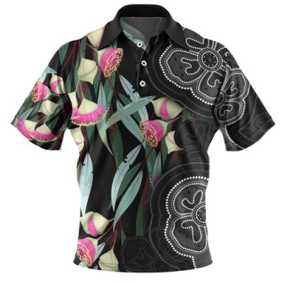 Australia Aboriginal Polo Shirt - Seamless Pattern With Eucalyptus Flower Polo Shirt