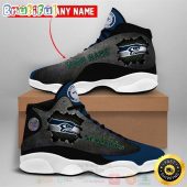 Seattle Seahawks Nfl Football Team Custom Name Air Jordan 13 Shoes 2