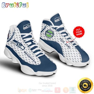 Seattle Seahawks Team Nfl Custom Name Air Jordan 13 Shoes