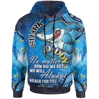 Cronulla-Sutherland Sharks Hoodie - Custom Father's Day Daddy Cronulla-Sutherland Sharks With Aboriginal Inspired Dot Art River Concept Hoodie