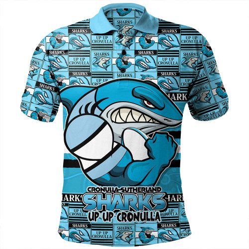 Cronulla-Sutherland Sharks Polo Shirt Champion?s Pride Comic Style Cronulla-Sutherland Sharks Polo Shirt Champion?s Pride Comic Style