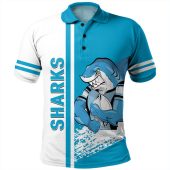 Cronulla-Sutherland Sharks Polo Shirt - Sharks Mascot Quater Style