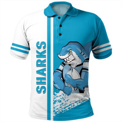 Cronulla-Sutherland Sharks Polo Shirt - Sharks Mascot Quater Style