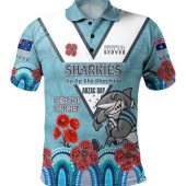 Cronulla-Sutherland Sharks Anzac Custom Polo Shirt - Up Up The Heroes Polo Shirt