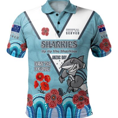Cronulla-Sutherland Sharks Anzac Custom Polo Shirt - Up Up The Heroes Polo Shirt