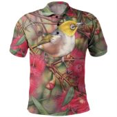 Australia Silvereye Polo Shirt - Silvereye and Gum Blossom Polo Shirt