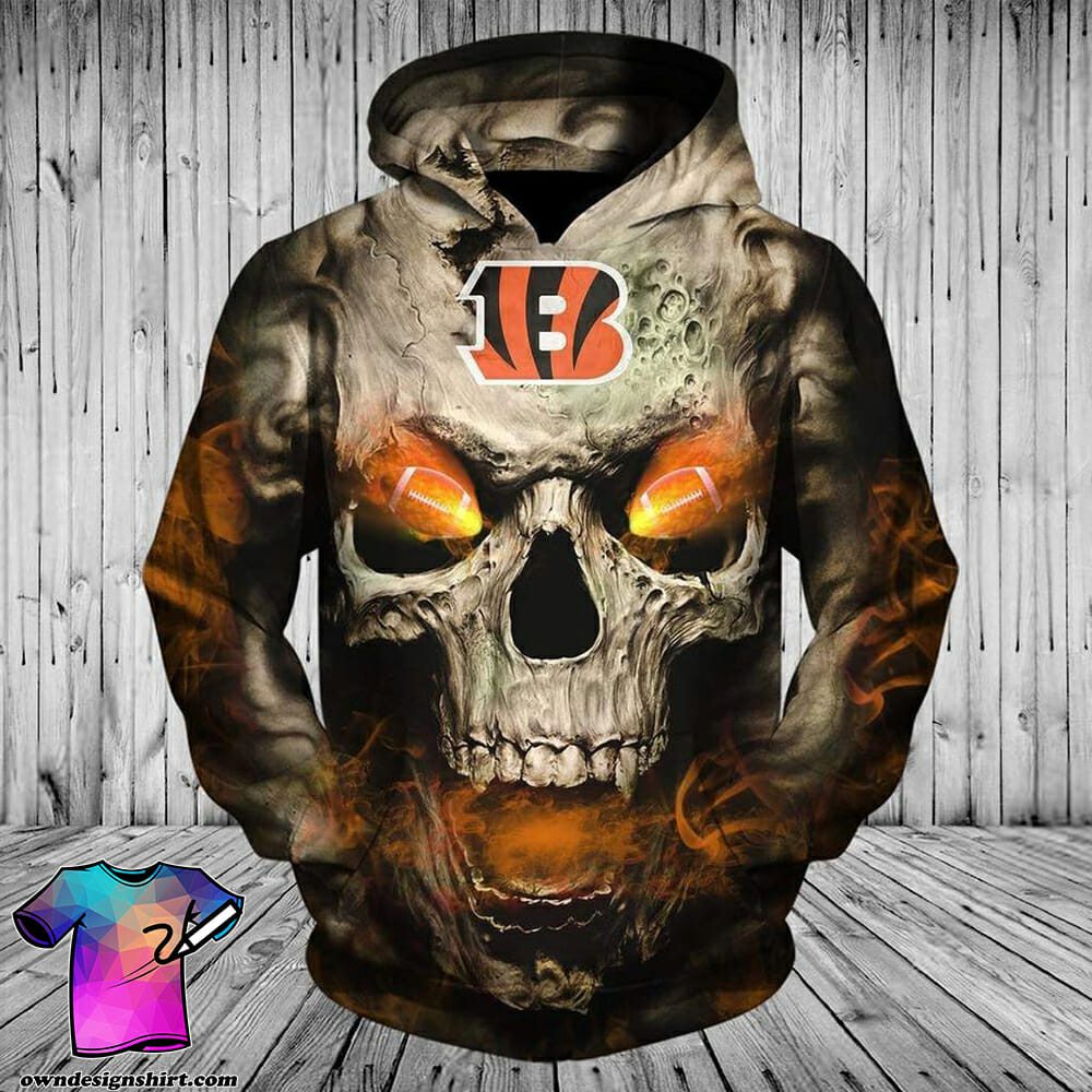 NFL Cincinnati Bengals Skull Halloween Pullover Hoodie V3 NFL Cincinnati Bengals Skull Halloween Pullover Hoodie V3