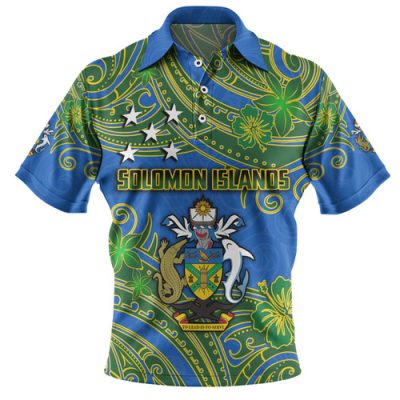 Australia  South Sea Islanders Polo Shirt - Solomon Islands Symbol In Polynesian Patterns With Tropical Flowers Style Polo Shirt