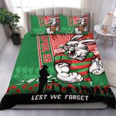 South Sydney Rabbitohs Bedding Set Anzac Day Lest We Forget Strong Fighting Spirit
