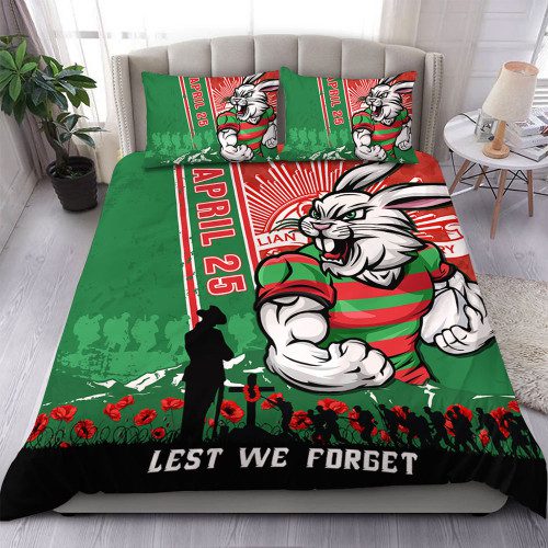 South Sydney Rabbitohs Bedding Set Anzac Day Lest We Forget Strong Fighting Spirit South Sydney Rabbitohs Bedding Set Anzac Day Lest We Forget Strong Fighting Spirit