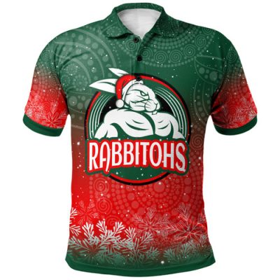 Australia Rabbitohs Christmas Polo Shirt - Custom Indigenous Super Australia Rabbitohs Polo Shirt