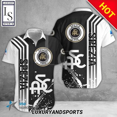 Spezia Calcio Black White Hawaiian Shirt