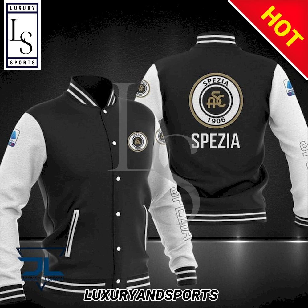 Spezia Calcio Black White Baseball Jacket Spezia Calcio Black White Baseball Jacket