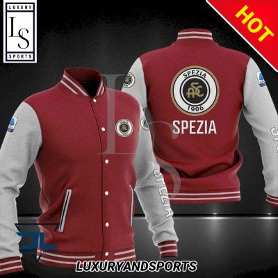 Spezia Calcio Maroon White Baseball Jacket