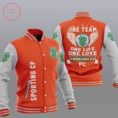 Sporting CP Orange Grey Baseball Jacket