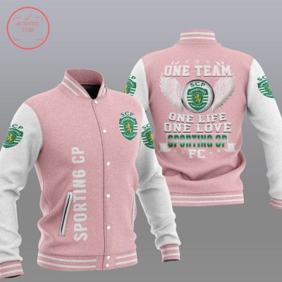 Sporting CP Pink White Baseball Jacket