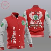 Sporting CP Red White Baseball Jacket