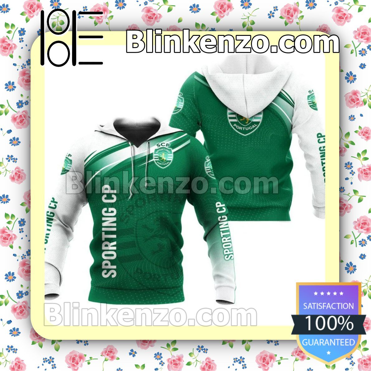 Sporting CP White Green Pullover Hoodie Sporting CP White Green Pullover Hoodie