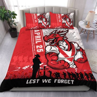 St. George Illawarra Dragons Bedding Set Anzac Day Lest We Forget Strong Fighting Spirit