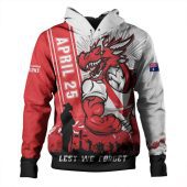 St. George Illawarra Dragons Hoodie Anzac Day Lest We Forget Strong Fighting Spirit