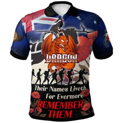 St. George Illawarra Dragons Polo Shirt - Custom Remember Them Red Poppy Flowers Polo Shirt