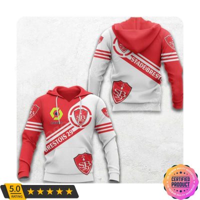 Stade Brestois 29 Ligue 1 Red White Pullover Hoodie