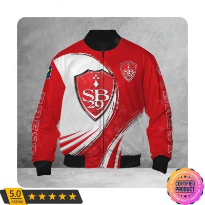 Stade Brestois 29 White Red Logo Bomber Jacket