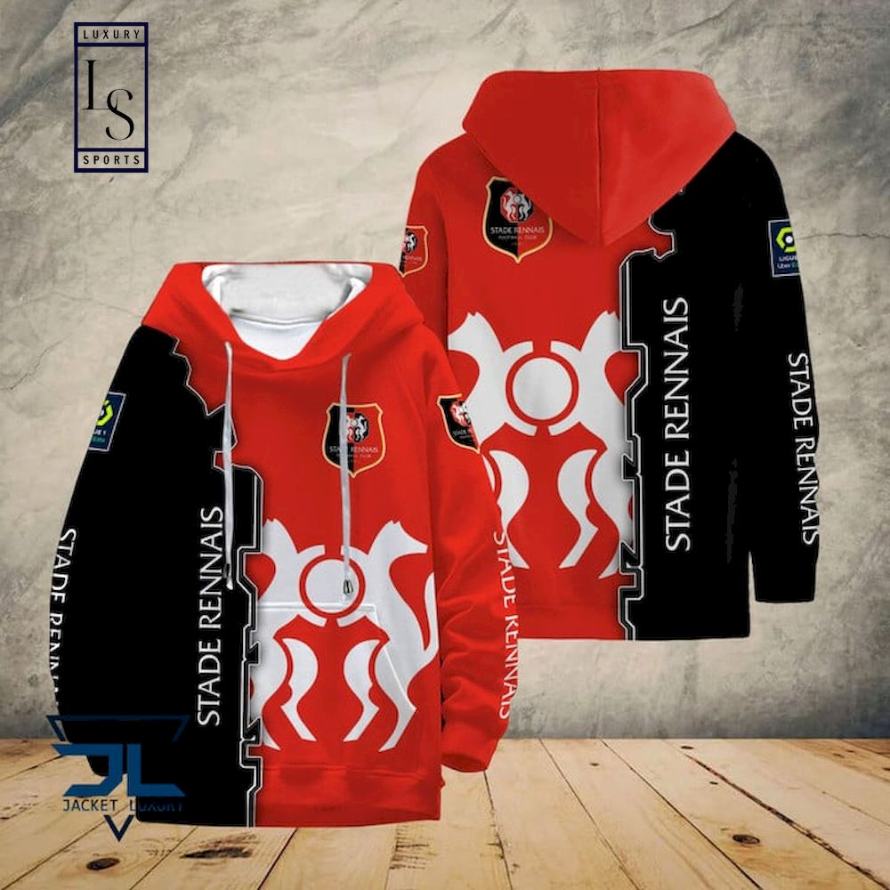 Stade Rennais FC Red Black Pullover Hoodie V1 Stade Rennais FC Red Black Pullover Hoodie V1