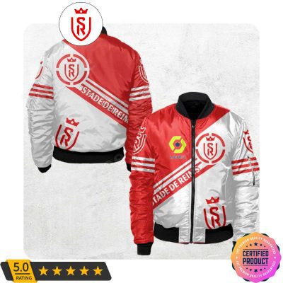 Stade de Reims Ligue 1 Red White Bomber Jacket