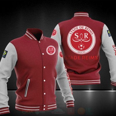 Stade de Reims Maroon White Baseball Jacket