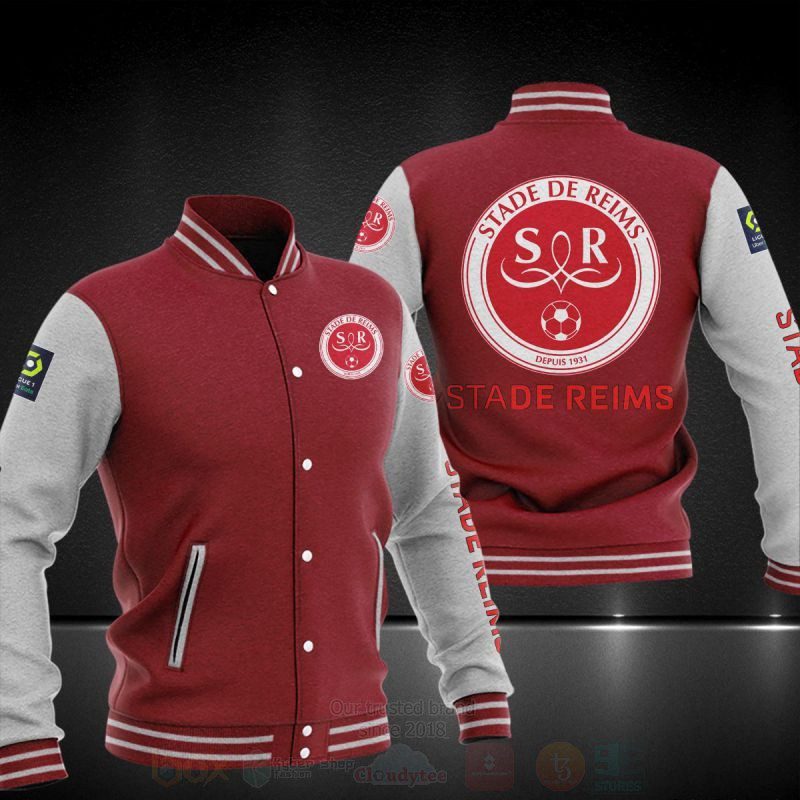 Stade de Reims Maroon White Baseball Jacket Stade de Reims Maroon White Baseball Jacket