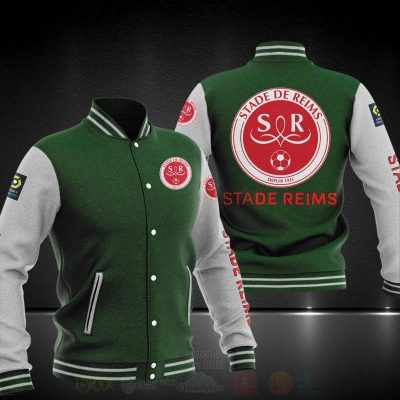 Stade de Reims Dark Green White Baseball Jacket