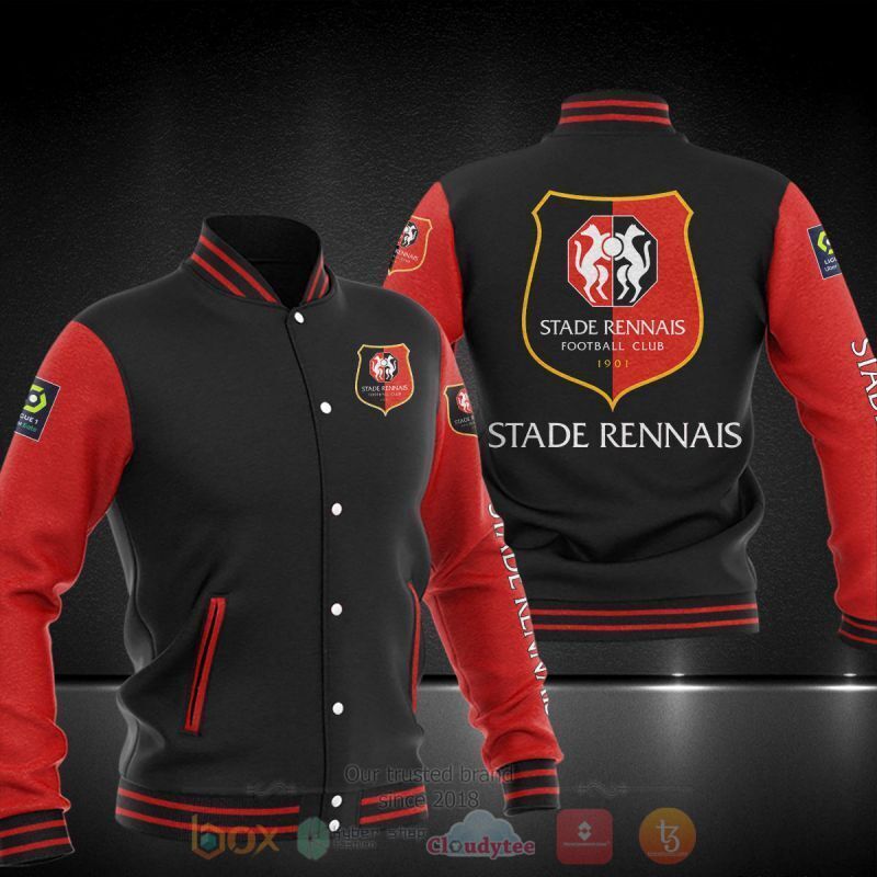 Stade Rennais FC Black Red Baseball Jacket Stade Rennais FC Black Red Baseball Jacket
