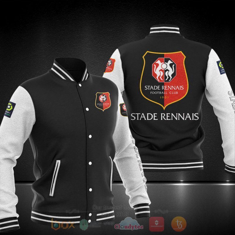 Stade Rennais FC Black White Baseball Jacket Stade Rennais FC Black White Baseball Jacket