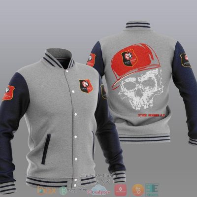 Stade Rennais FC Skull Grey Dark Blue Baseball Jacket