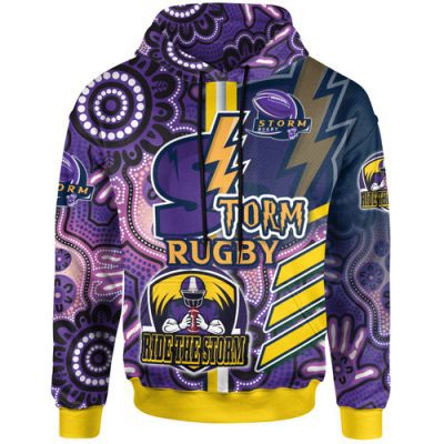 Melbourne Storm Hoodie - Custom Melbourne Storm Ball Aboriginal Inspired Indigenous Sport Style Hoodie