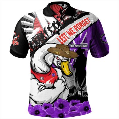 Sydney Swans Polo Shirt ANZAC Day Honor Purple Valor And Spirit
