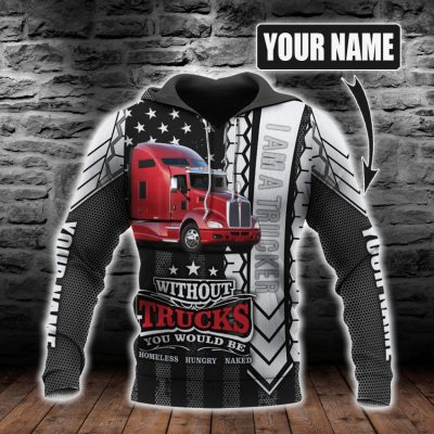 Car Lover - I Am Trucker Custom Name Pullover Hoodie