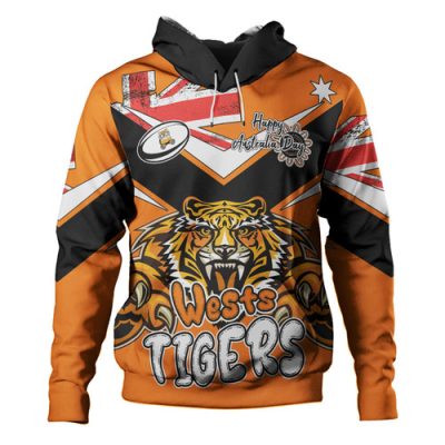 Wests Tigers Hoodie - Happy Australia Day We Are One And Free