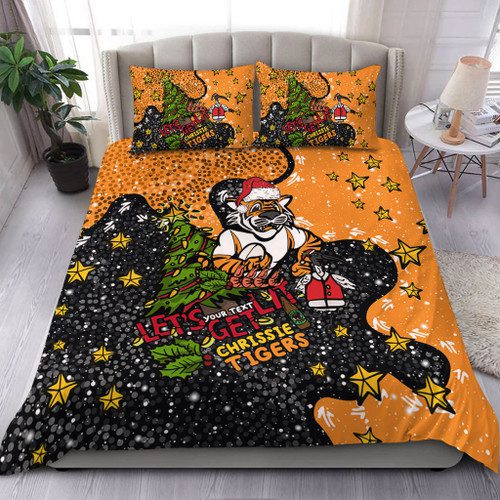 Wests Tigers Christmas Custom Bedding Set - Let's Get Lit Chrisse Pressie Bedding Set Wests Tigers Christmas Custom Bedding Set - Let's Get Lit Chrisse Pressie Bedding Set