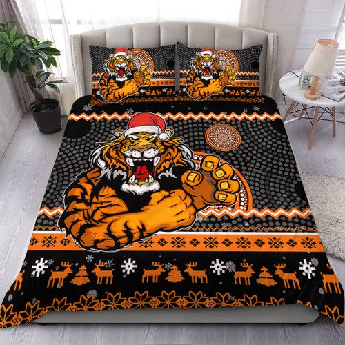 Wests Tigers Bedding Set - Australia Ugly Xmas With Aboriginal Patterns For Die Hard Fans Wests Tigers Bedding Set - Australia Ugly Xmas With Aboriginal Patterns For Die Hard Fans
