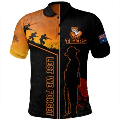 Wests Tigers Polo Shirt - Anzac Day Lest We Forget Poppy
