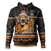 Wests Tigers Christmas Custom Hoodie - Ugly Xmas And Aboriginal Patterns For Die Hard Fan Hoodie