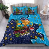 Gold Coast Titans Christmas Custom Bedding Set - Let's Get Lit Chrisse Pressie Bedding Set