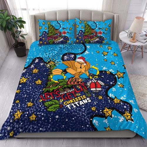 Gold Coast Titans Christmas Custom Bedding Set - Let's Get Lit Chrisse Pressie Bedding Set Gold Coast Titans Christmas Custom Bedding Set - Let's Get Lit Chrisse Pressie Bedding Set