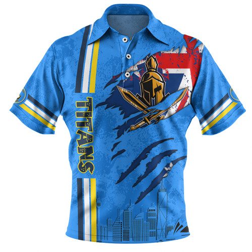 Gold Coast Titans Polo Shirt - Happy Australia Day Flag Scratch Style Gold Coast Titans Polo Shirt - Happy Australia Day Flag Scratch Style
