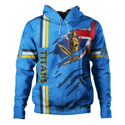 Gold Coast Titans Hoodie - Happy Australia Day Flag Scratch Style
